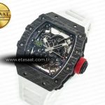 Richard Mille RM035 Carbon SONIC Best Edition Skeleton Dial on White Rubber Strap Clone RMUL2 V2