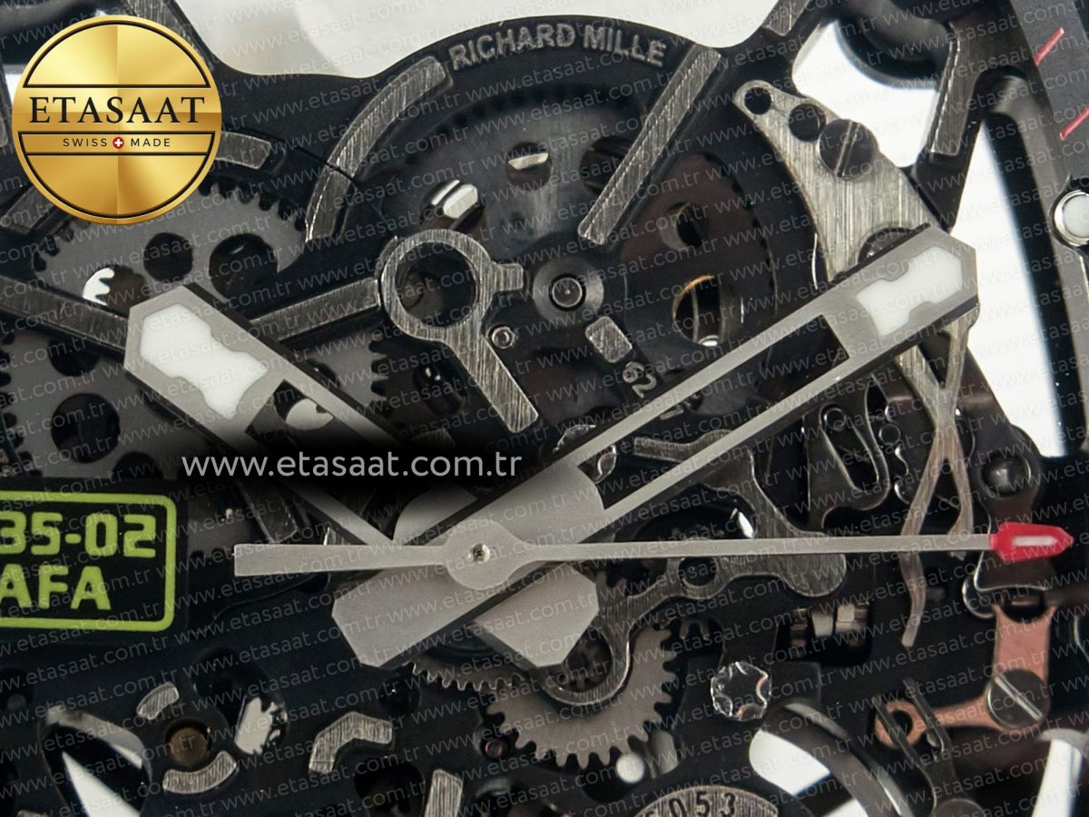 Richard Mille RM035 Carbon SONIC Best Edition Skeleton Dial on White Rubber Strap Clone RMUL2 V2 - Görsel 10