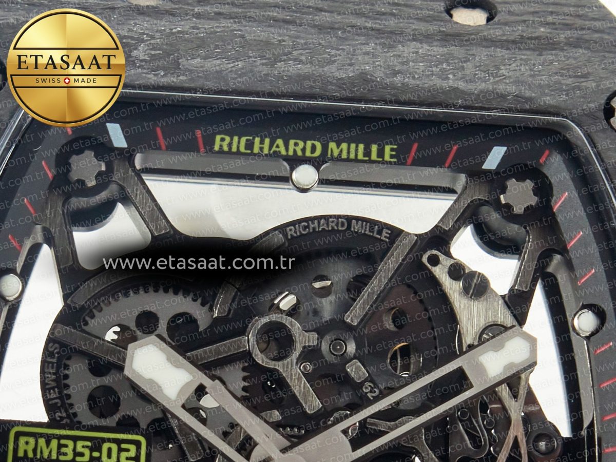 Richard Mille RM035 Carbon SONIC Best Edition Skeleton Dial on White Rubber Strap Clone RMUL2 V2 - Görsel 12