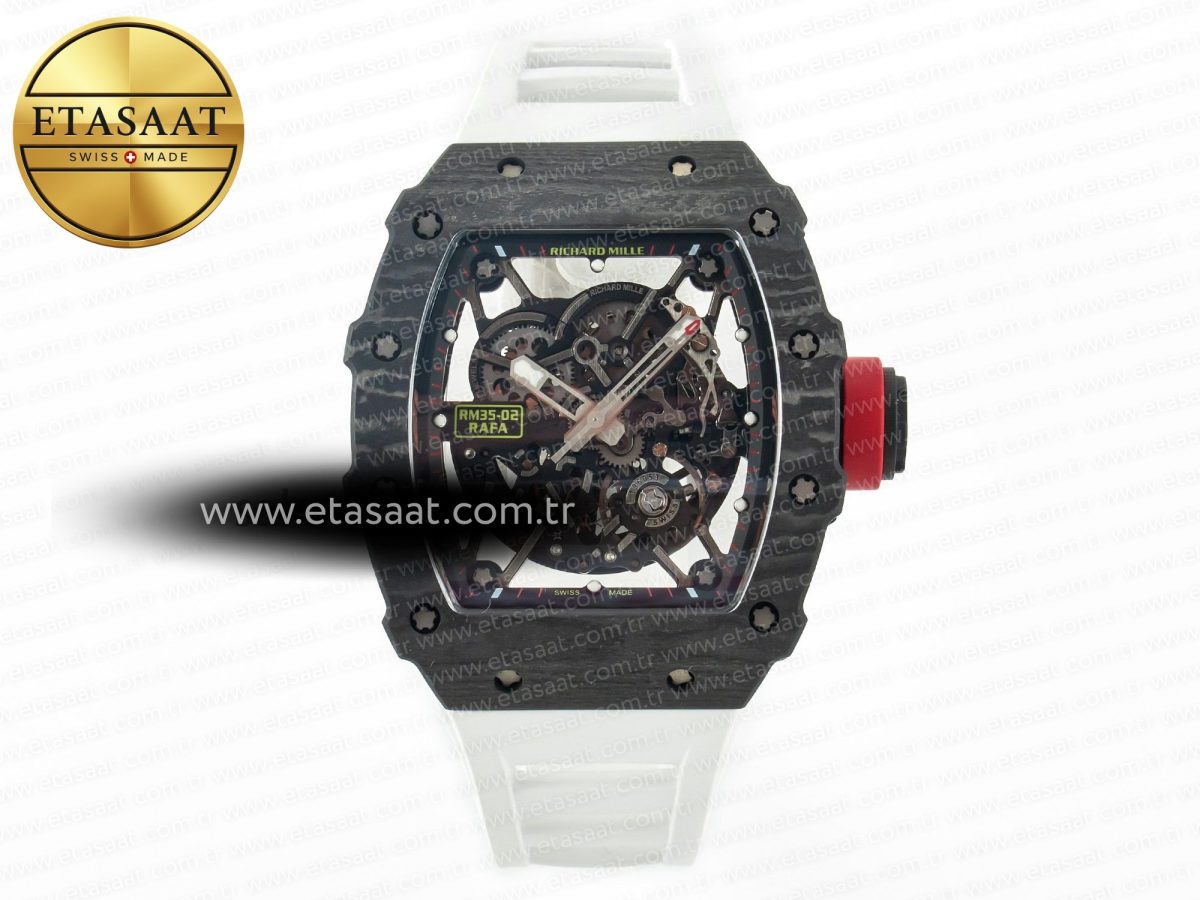 Richard Mille RM035 Carbon SONIC Best Edition Skeleton Dial on White Rubber Strap Clone RMUL2 V2 - Görsel 3