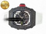 Richard Mille RM035 Carbon SONIC Best Edition Skeleton Dial on White Rubber Strap Clone RMUL2 V2 - Görsel 9