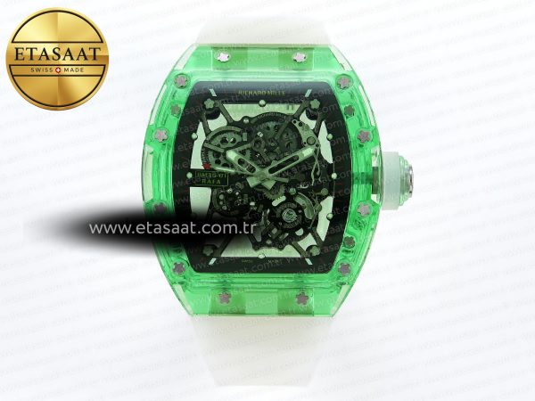 Richard Mille RM035 Yeşil İskelet Kadran Şeffaf Eta Saat - Görsel 3 - 1:1 Süper Klon Saat