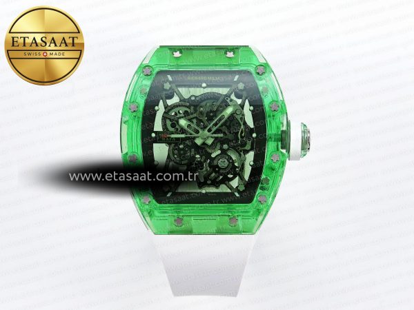 Richard Mille RM035 Yeşil Şeffaf RMF Eta Saat - Görsel 3 - 1:1 Süper Klon Saat