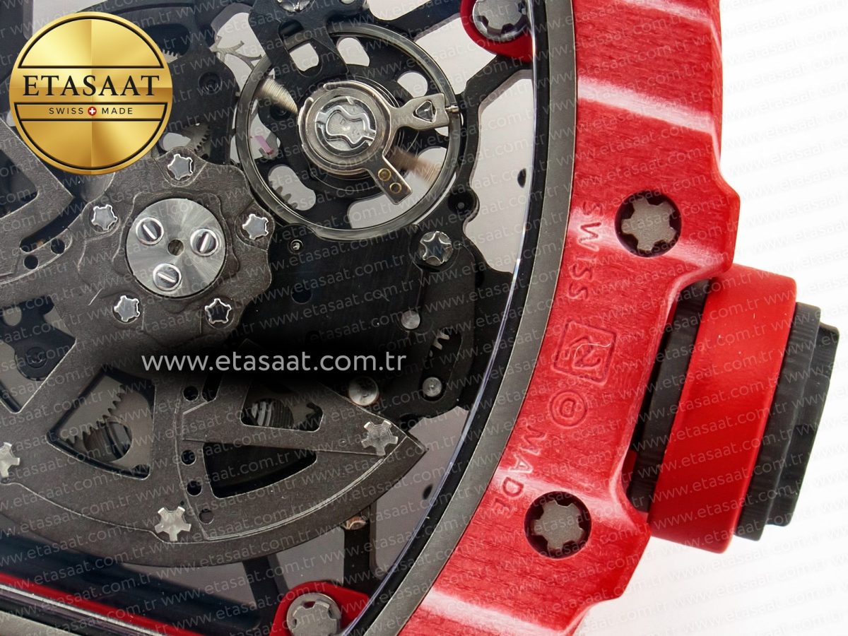 Richard Mille RM035 Red Carbon SONIC Best Edition Skeleton Dial on Black Rubber Strap Clone RMUL2 V2 - Görsel 19