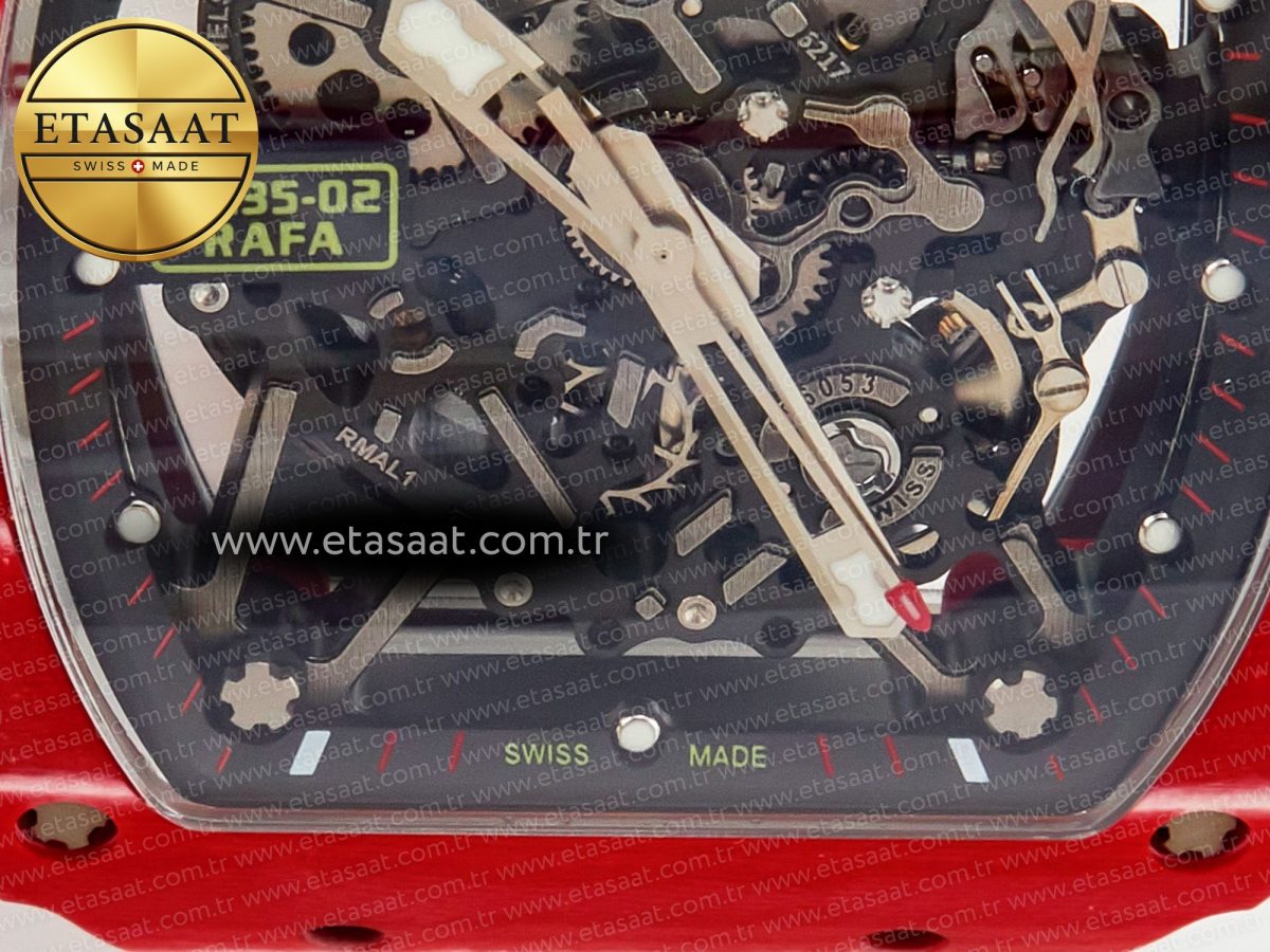 Richard Mille RM035 Red Carbon SONIC Best Edition Skeleton Dial on Black Rubber Strap Clone RMUL2 V2 - Görsel 20