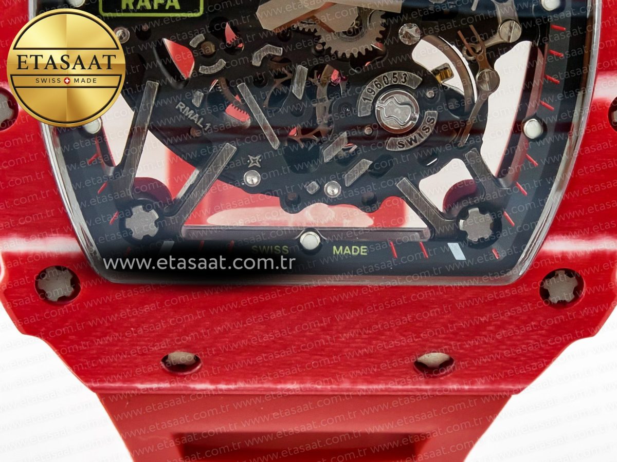 Richard Mille RM035 Red Carbon SONIC Best Edition Skeleton Dial on Red Rubber Strap Clone RMUL2 V2 - Görsel 10