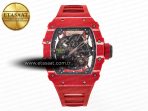 Richard Mille RM035 Red Carbon SONIC Best Edition Skeleton Dial on Red Rubber Strap Clone RMUL2 V2 - Görsel 3