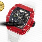 Richard Mille RM035 Red Carbon SONIC Best Edition Skeleton Dial on White Rubber Strap Clone RMUL2 V2