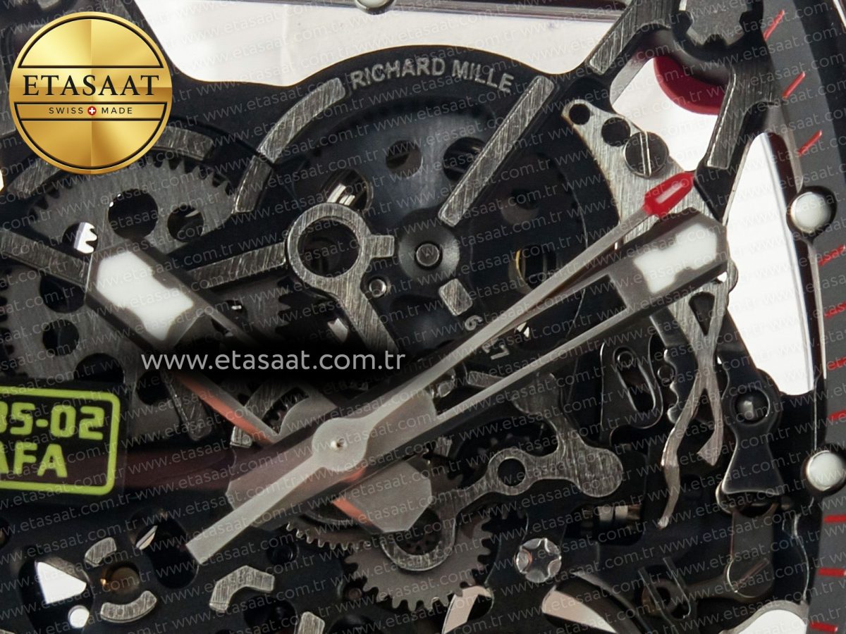 Richard Mille RM035 Red Carbon SONIC Best Edition Skeleton Dial on White Rubber Strap Clone RMUL2 V2 - Görsel 11