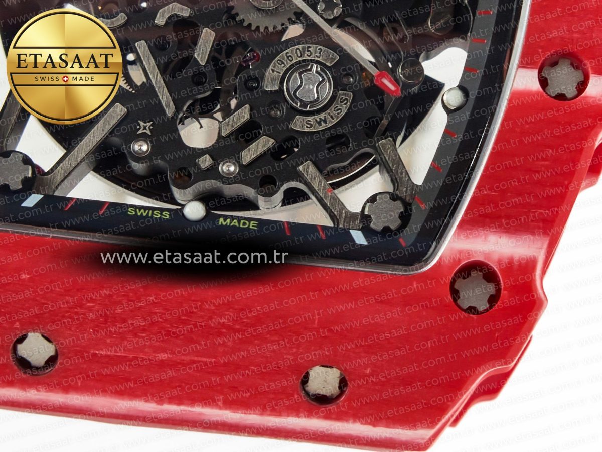Richard Mille RM035 Red Carbon SONIC Best Edition Skeleton Dial on White Rubber Strap Clone RMUL2 V2 - Görsel 13