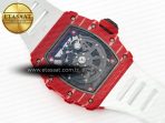 Richard Mille RM035 Red Carbon SONIC Best Edition Skeleton Dial on White Rubber Strap Clone RMUL2 V2 - Görsel 17
