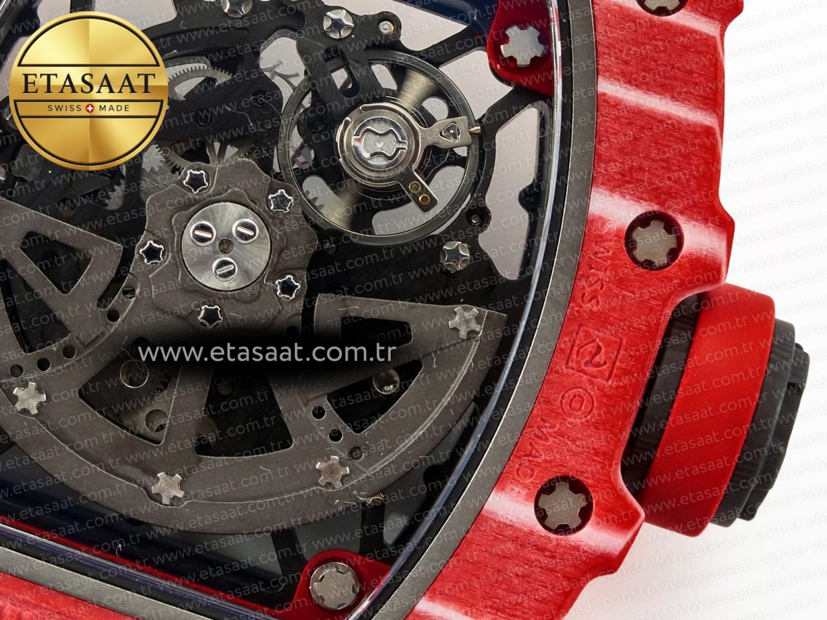 Richard Mille RM035 Red Carbon SONIC Best Edition Skeleton Dial on White Rubber Strap Clone RMUL2 V2 - Görsel 19