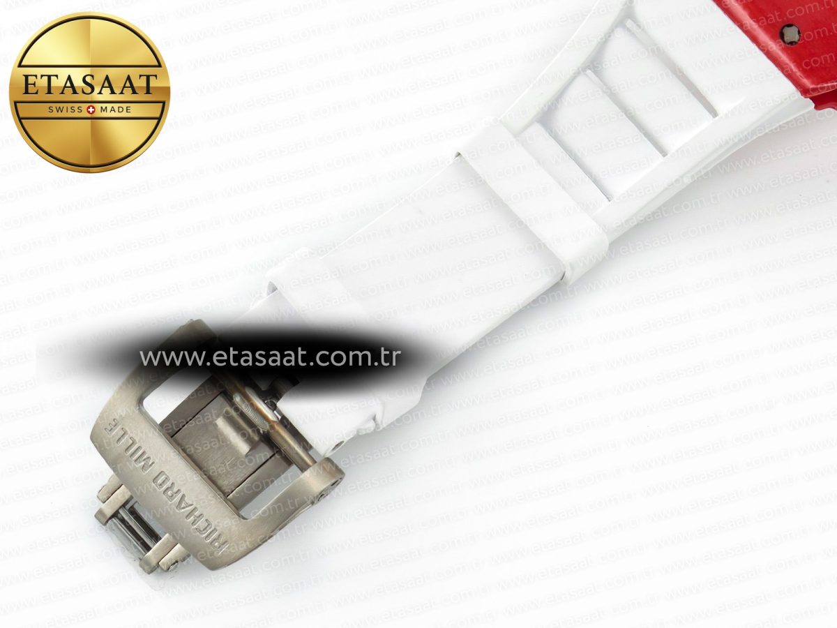 Richard Mille RM035 Red Carbon SONIC Best Edition Skeleton Dial on White Rubber Strap Clone RMUL2 V2 - Görsel 23
