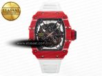 Richard Mille RM035 Red Carbon SONIC Best Edition Skeleton Dial on White Rubber Strap Clone RMUL2 V2 - Görsel 3