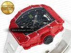 Richard Mille RM035 Red Carbon SONIC Best Edition Skeleton Dial on White Rubber Strap Clone RMUL2 V2 - Görsel 6