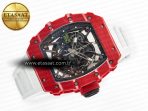 Richard Mille RM035 Red Carbon SONIC Best Edition Skeleton Dial on White Rubber Strap Clone RMUL2 V2 - Görsel 8