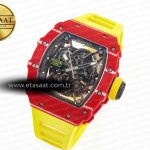 Richard Mille RM035 Red Carbon SONIC Best Edition Skeleton Dial on Yellow Rubber Strap Clone RMUL2 V2
