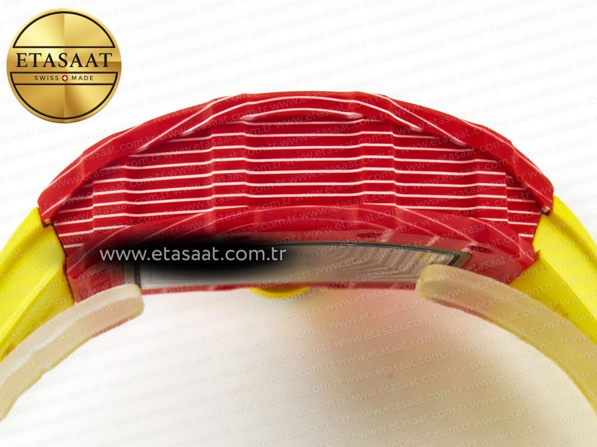 Richard Mille RM035 Red Carbon SONIC Best Edition Skeleton Dial on Yellow Rubber Strap Clone RMUL2 V2 - Görsel 15