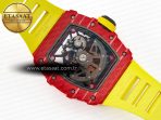 Richard Mille RM035 Red Carbon SONIC Best Edition Skeleton Dial on Yellow Rubber Strap Clone RMUL2 V2 - Görsel 18