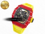 Richard Mille RM035 Red Carbon SONIC Best Edition Skeleton Dial on Yellow Rubber Strap Clone RMUL2 V2 - Görsel 2