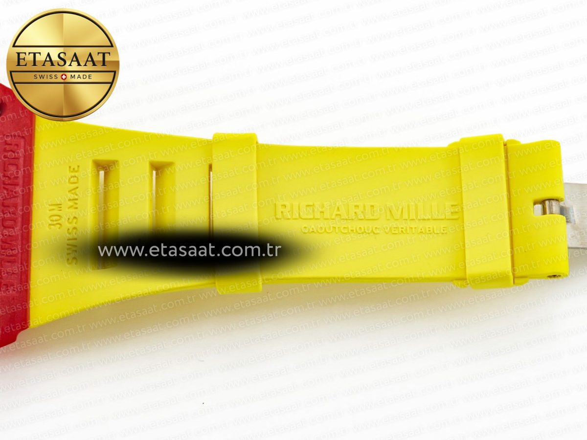 Richard Mille RM035 Red Carbon SONIC Best Edition Skeleton Dial on Yellow Rubber Strap Clone RMUL2 V2 - Görsel 24