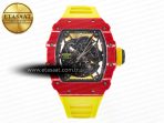Richard Mille RM035 Red Carbon SONIC Best Edition Skeleton Dial on Yellow Rubber Strap Clone RMUL2 V2 - Görsel 3