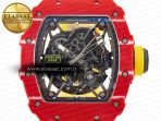 Richard Mille RM035 Red Carbon SONIC Best Edition Skeleton Dial on Yellow Rubber Strap Clone RMUL2 V2 - Görsel 4