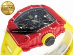 Richard Mille RM035 Red Carbon SONIC Best Edition Skeleton Dial on Yellow Rubber Strap Clone RMUL2 V2 - Görsel 6