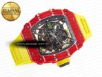 Richard Mille RM035 Red Carbon SONIC Best Edition Skeleton Dial on Yellow Rubber Strap Clone RMUL2 V2 - Görsel 8