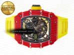 Richard Mille RM035 Red Carbon SONIC Best Edition Skeleton Dial on Yellow Rubber Strap Clone RMUL2 V2 - Görsel 9