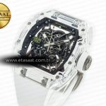 Richard Mille RM035 TRANSPARENT SONIC Best Edition Skeleton Dial on White Rubber Strap Clone RMUL2 V2