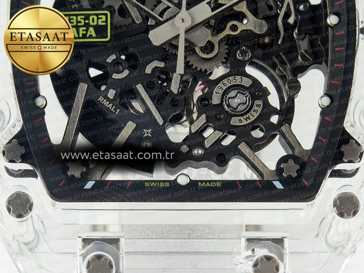 Richard Mille RM035 TRANSPARENT SONIC Best Edition Skeleton Dial on White Rubber Strap Clone RMUL2 V2 - Görsel 16