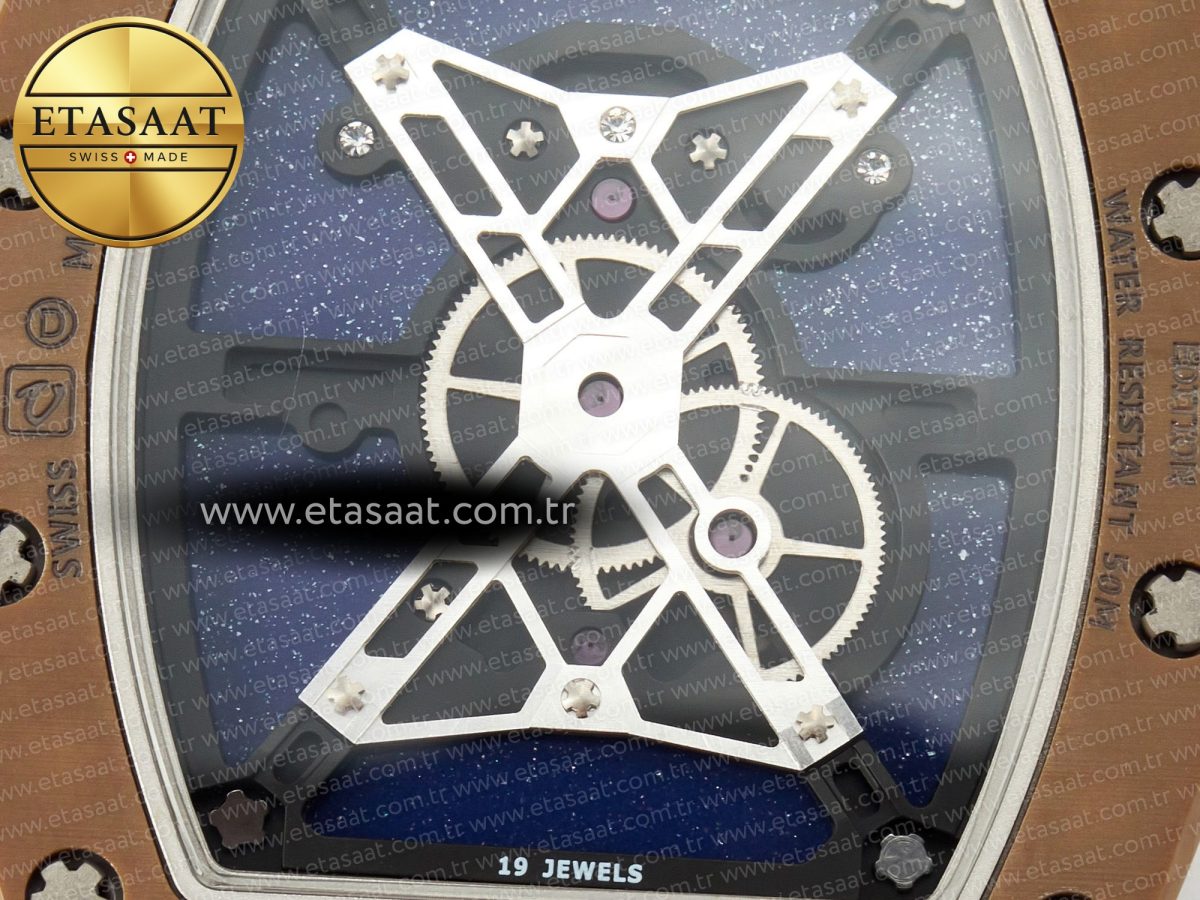 Richard Mille RM052-05 Brown Ceramic Bezel Carbon Case YSF Best Edition Skeleton Dial on Orange Rubber Strap Tourbillon - Görsel 12