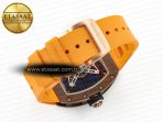 Richard Mille RM052-05 Brown Ceramic Bezel Carbon Case YSF Best Edition Skeleton Dial on Orange Rubber Strap Tourbillon - Görsel 15