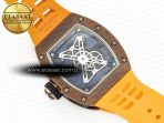 Richard Mille RM052-05 Brown Ceramic Bezel Carbon Case YSF Best Edition Skeleton Dial on Orange Rubber Strap Tourbillon - Görsel 16