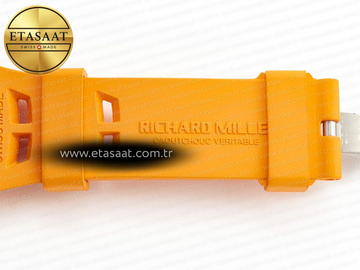 Richard Mille RM052-05 Brown Ceramic Bezel Carbon Case YSF Best Edition Skeleton Dial on Orange Rubber Strap Tourbillon - Görsel 25