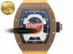 Richard Mille RM052-05 Brown Ceramic Bezel Carbon Case YSF Best Edition Skeleton Dial on Orange Rubber Strap Tourbillon - Görsel 4