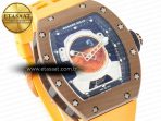 Richard Mille RM052-05 Brown Ceramic Bezel Carbon Case YSF Best Edition Skeleton Dial on Orange Rubber Strap Tourbillon - Görsel 5