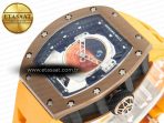 Richard Mille RM052-05 Brown Ceramic Bezel Carbon Case YSF Best Edition Skeleton Dial on Orange Rubber Strap Tourbillon - Görsel 6