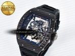 Richard Mille RM055 NTPT UOKF 1:1 Best Edition Black Inner Bezel Black Crown on Black Rubber Strap RMUL2 Super Clone