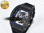 Richard Mille RM055 NTPT UOKF 1:1 Best Edition Black Inner Bezel Black Crown on Black Rubber Strap RMUL2 Super Clone
