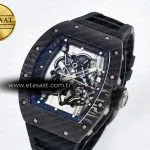 Richard Mille RM055 NTPT UOKF 1:1 Best Edition Black Inner Bezel Black Crown on Black Rubber Strap RMUL2 Super Clone