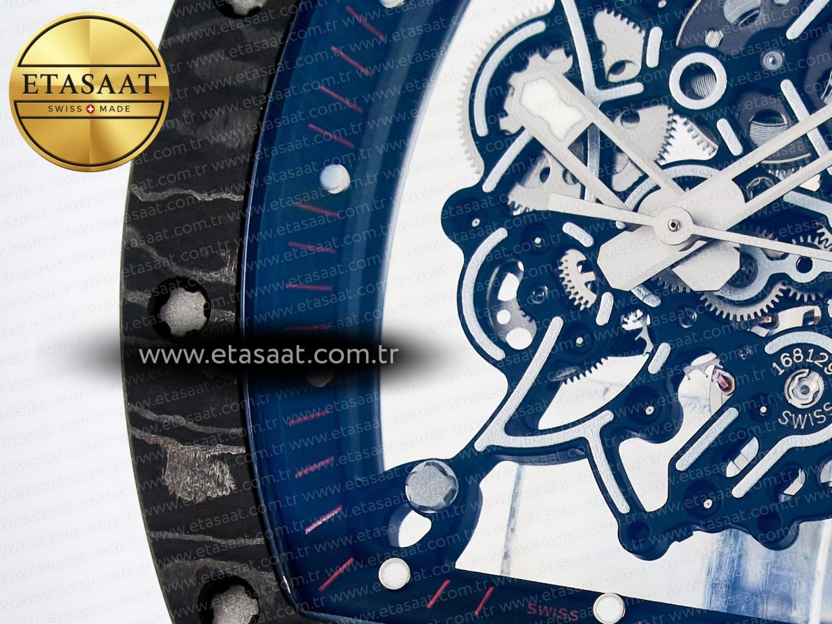 Richard Mille RM055 NTPT UOKF 1:1 Best Edition Black Inner Bezel Black Crown on Black Rubber Strap RMUL2 Super Clone - Görsel 11