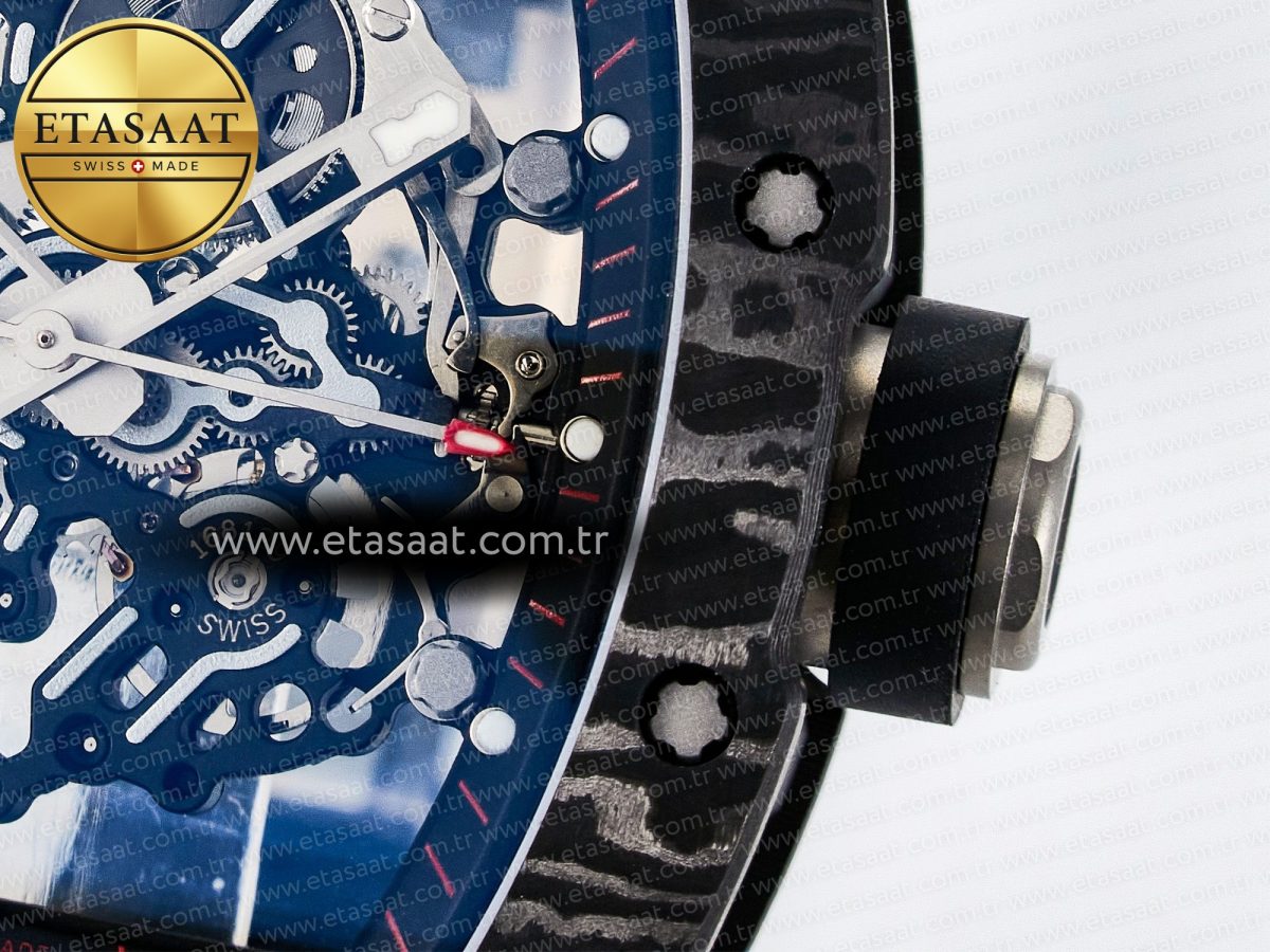 Richard Mille RM055 NTPT UOKF 1:1 Best Edition Black Inner Bezel Black Crown on Black Rubber Strap RMUL2 Super Clone - Görsel 12