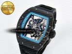 Richard Mille RM055 NTPT UOKF 1:1 Best Edition Blue Inner Bezel Black Crown on Black Rubber Strap RMUL2 Super Clone