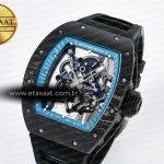 Richard Mille RM055 NTPT UOKF 1:1 Best Edition Blue Inner Bezel Black Crown on Black Rubber Strap RMUL2 Super Clone