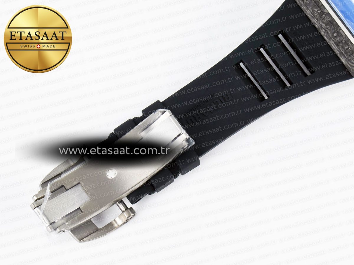 Richard Mille RM055 NTPT UOKF 1:1 Best Edition Blue Inner Bezel Black Crown on Black Rubber Strap RMUL2 Super Clone - Görsel 22