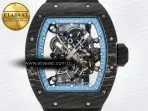 Richard Mille RM055 NTPT UOKF 1:1 Best Edition Blue Inner Bezel Black Crown on Black Rubber Strap RMUL2 Super Clone - Görsel 4