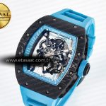 Richard Mille RM055 NTPT UOKF 1:1 Best Edition Blue Inner Bezel Black Crown on Blue Rubber Strap RMUL2 Super Clone