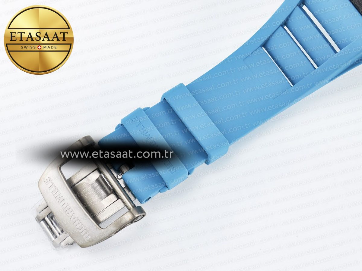Richard Mille RM055 NTPT UOKF 1:1 Best Edition Blue Inner Bezel Black Crown on Blue Rubber Strap RMUL2 Super Clone - Görsel 20